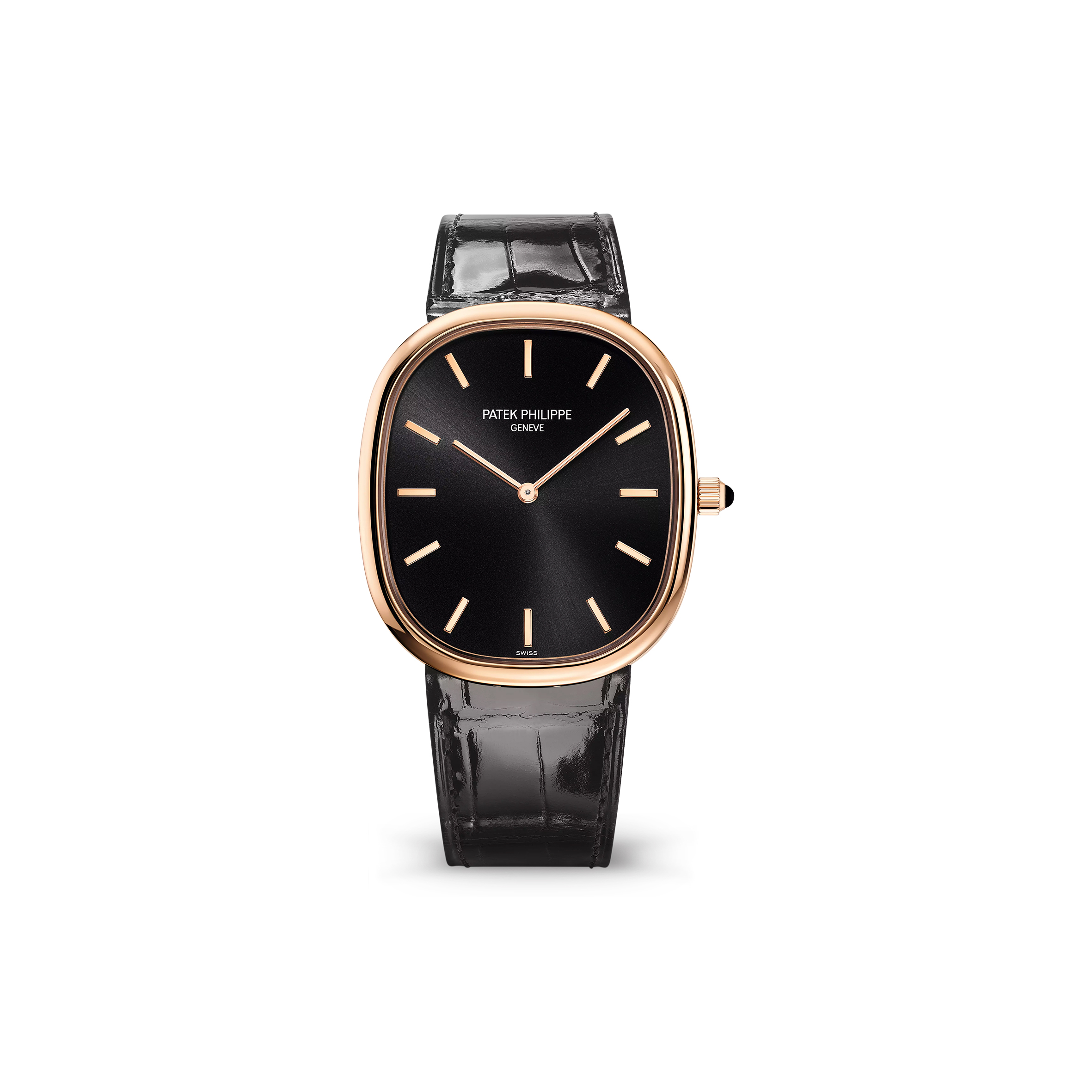 pat*k phi1i*pe G01den ellipse black dial rose gold watch ref. 5738r-001